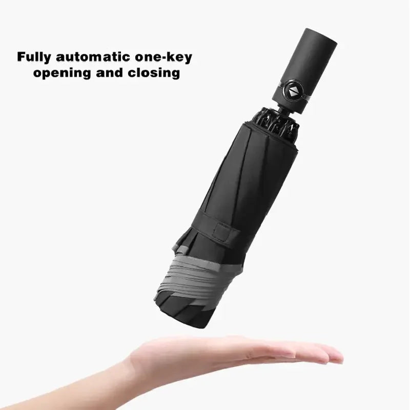Waterproof Umbrella Custom Prints Business Gift Inverted Automatic 10 Ribs 3 Folding Umbrella Reflective Stripe
