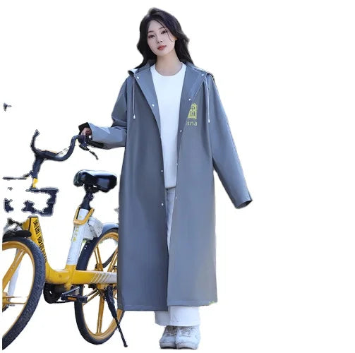 EVA Fashionable Long Thick Printed Raincoat for Men and Women's Portable Outdoor Hiking High-end Raincoat