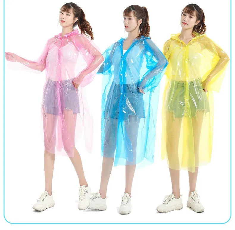 Hot Sale Disposable PE Rain Poncho Emergency Waterproof Raincoat With Drawing String and Snap Button Design for Hiking