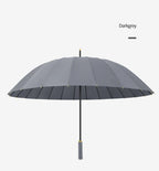 23-Inch 24K Japan Design Straight Umbrella Leather Handle Windproof Rain Customizable Logo Fabric Material Promotional Features