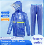 Raincoat and Rain Pants Suit, Pvc Transparent Material, Rainstorm Proof, Riding and Taking Away Duty
