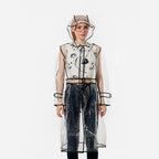 EVA Transparent Waterproof Raincoat With Belt Fashionable Outdoor Personality Windbreaker Long Travel Portable Rain Poncho Girls