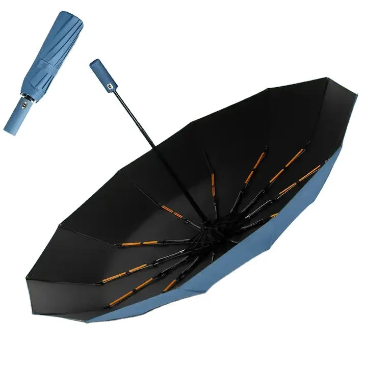 Compact Travel Folding Umbrella Windproof Rainproof Auto Open/Close Anti-UV Plastic Handle Manual Control Pongee Big Travel Main image