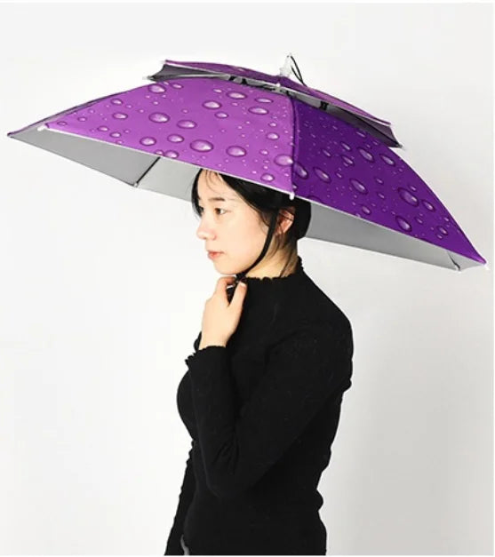 Custom Double Layer Rain Hat Umbrella Windproof & Waterproof Fabric Sun Umbrella With UV Coating for Fishing & Hiking Gift Logo Main image