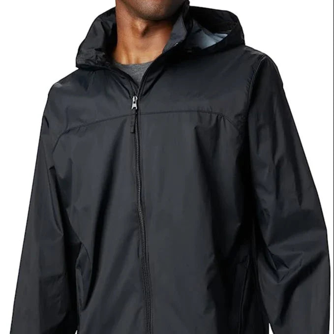 Men's Outdoor Rain Jacket Hood Waterproof Polyester Travel Hiking Fishing Motorcycle Logo Decoration Available XXL XXXL Sizes Main image