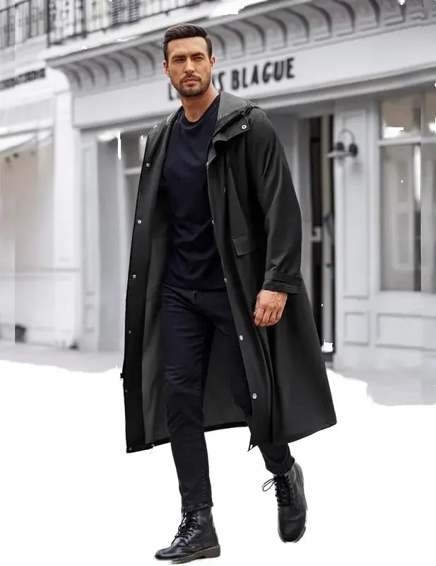 Men Oversize Sports Style Long Windbreaker Rainproof Custom Color Logo Waterproof Windproof Lightweight Outdoor Hiking Raincoat Main image