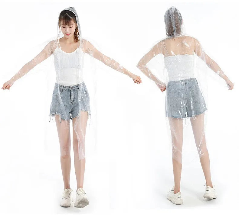 Hot Sale Disposable PE Rain Poncho Emergency Waterproof Raincoat With Drawing String and Snap Button Design for Hiking