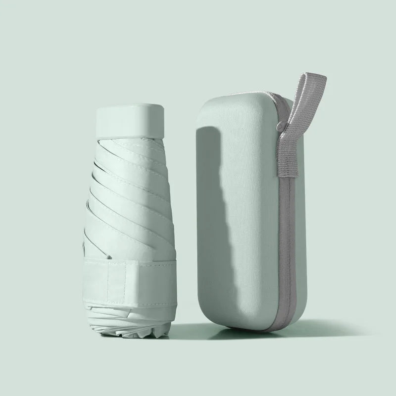 6-Section Windproof Fabric Folding Umbrella EVA Mini Case UPF50+ UV Protection Black Dye Pocket Rain Umbrella Gift Packing