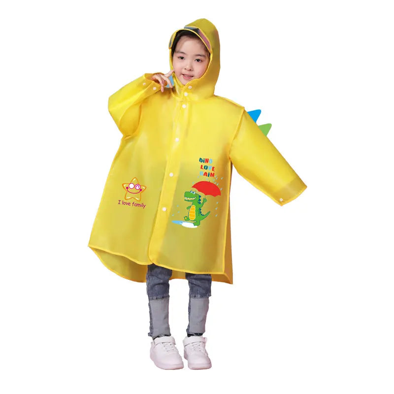 Custom Kids Raincoat EVA Hooded Waterproof Cartoon Design PU Material Breathable Windproof Reusable Overall Girls' Hiking XXL