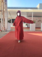 Women's Lightweight Breathable Long Wind Break Poncho Waterproof Red Color Korean Custom Raincoat Trench Coat