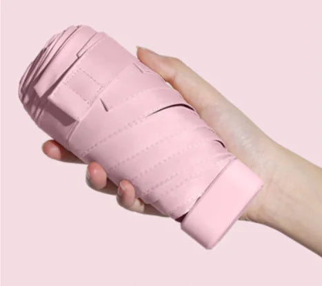 Women's Portable Mini Folding Umbrella 50% UV Protection 60% Sun and Rain Dual Use 50% off Capsule Design for Travel