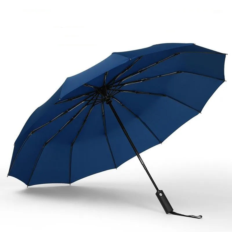 Factory 25 Inch 3-Folding Polyester Umbrellas High Quality Handle With UV Coating 12 Rib Design Fully-Automatic for Wholesale