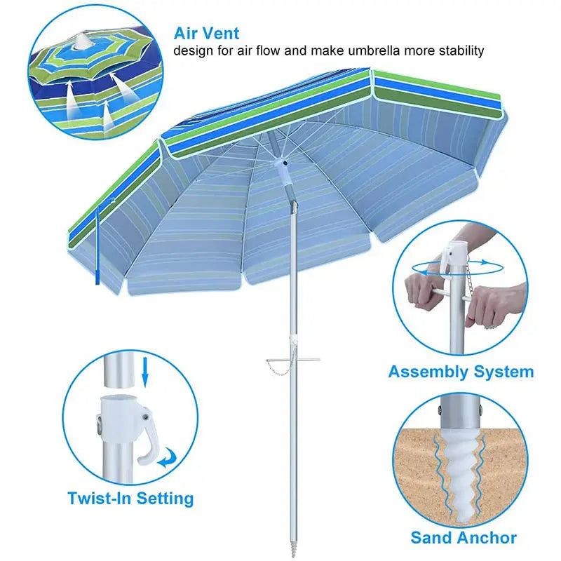 Beach Umbrella Bohemian Style Manual Control Sunshade Featuring UV Customizable Pongee Fabric Adults Straight Manual Store Rain