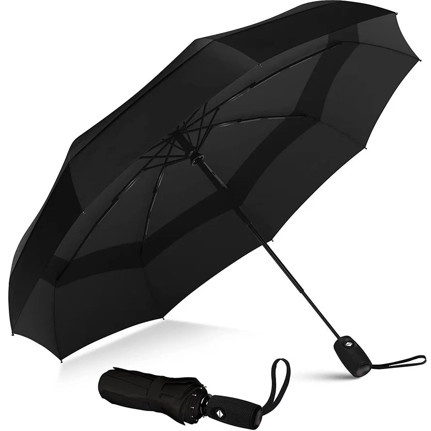 Automatic Open Sunproof Golf Umbrella High Quality Business Gift Grey Umbrella Portable 3 Folding Rain Umbrellas Main image