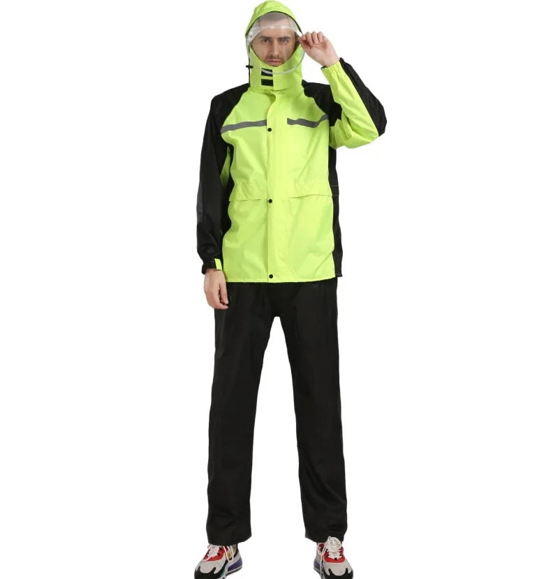Custom Reflective Rainstorm Suit Waterproof Motorcycle Raincoat Pants and Jacket With Hooded Rain Gear Main image