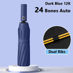 24 Ribs Custom logo 12k 3 Folding Umbrella Automatic Open and Close Sun and Rain Umbrella for Outdoor