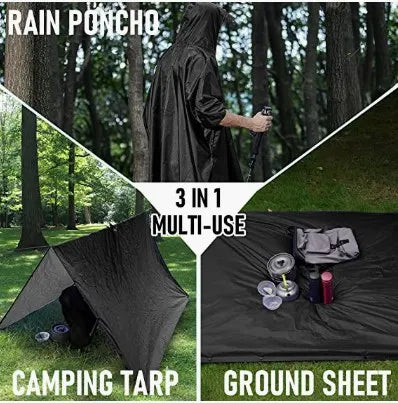 Portable Waterproof Polyester Rain Poncho Reusable Rain Jacket for Men and Women Camping Ponchos Light Weight Raincoats RAINWEAR