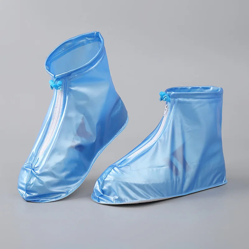 PVC  Rain Boots Reusable Waterproof Motorcycle Protective Shoe Cover PU Rubber Plastic Mid-Calf Lighted Recyclable Autumn