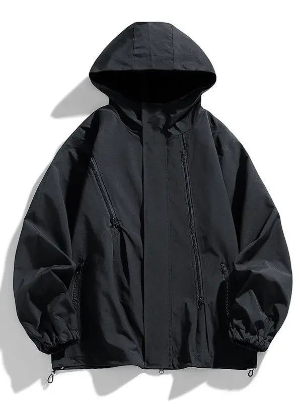 Men's High Quality Waterproof Polyester Windbreaker Print Pattern Rain Jacket With Logo for Hiking Rainy Outdoor Activities