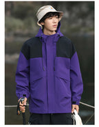 Couple Outdoor Hiking Jacket With Windproof Waterproof Cap Spring Rain Suit With Hooded Jacket Made Polyester Motorcycle Use