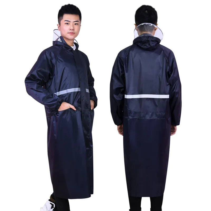 Overall Rain Coat Waterproof Rain Poncho  Full Length Rain Jacket With Reflective Tape