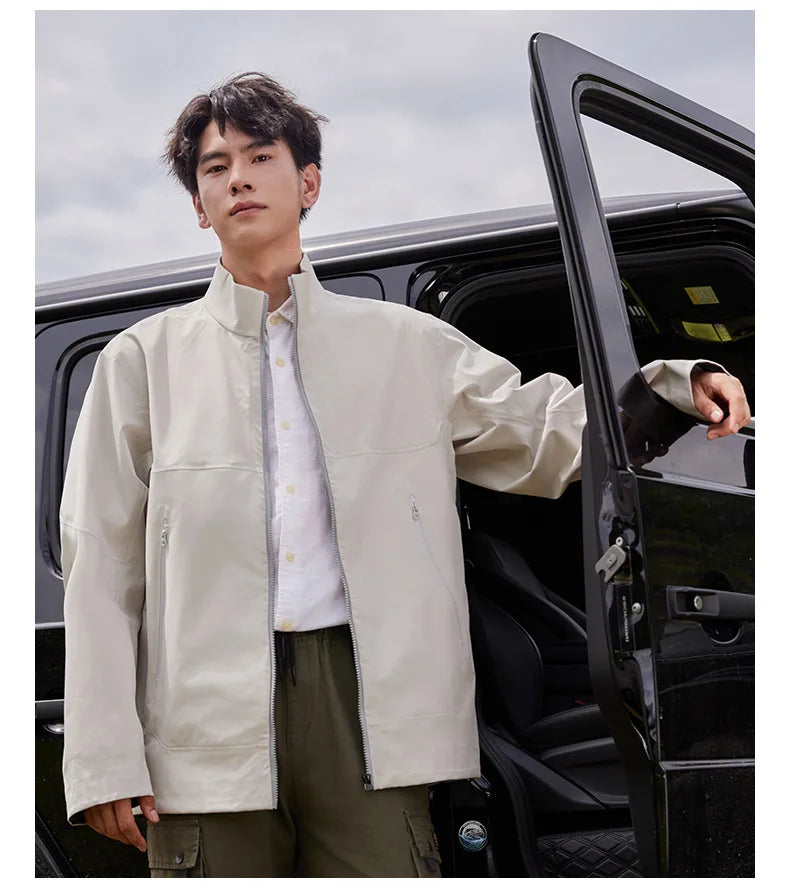 Outdoor Trendy Waterproof Windproof Stand-Up Collar Jacket for Men Women Raincoats Camping Mountaineering Secondary image