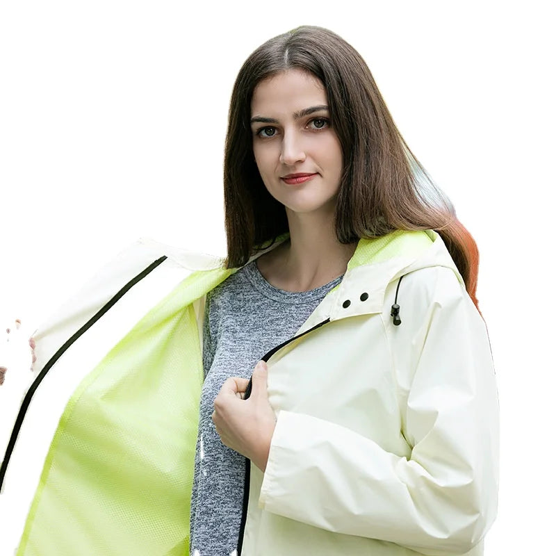 Custom Adults Rainsuit Hood Drawstring Raincoat Poncho Waterproof Polyester Travel Hiking Featuring Customizable Logo Decoration Main image