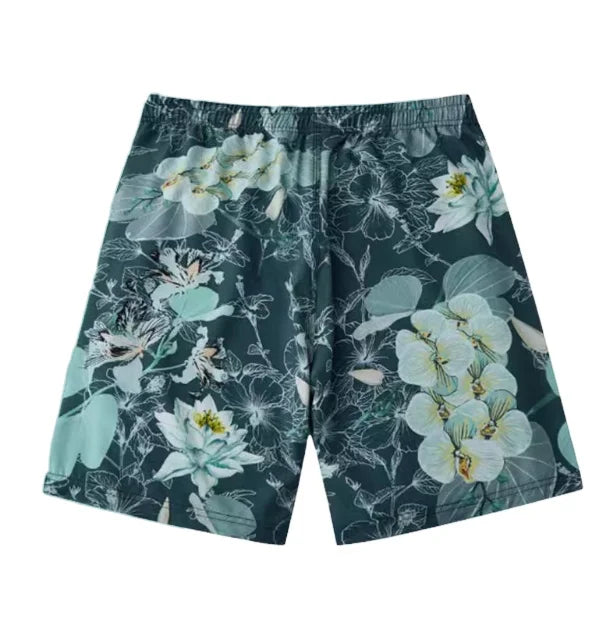 Hawaiian Casual Shorts Men Turkey Style Floral Printed Cropped Pants Versatile Loose Fit Trendy Beach Vacation Wear Free