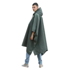 Green Waterproof Raincoat Poncho Adults Customized Letters Printing PVC Material One Size Hooded Style Outdoor Hiking Rainy Days