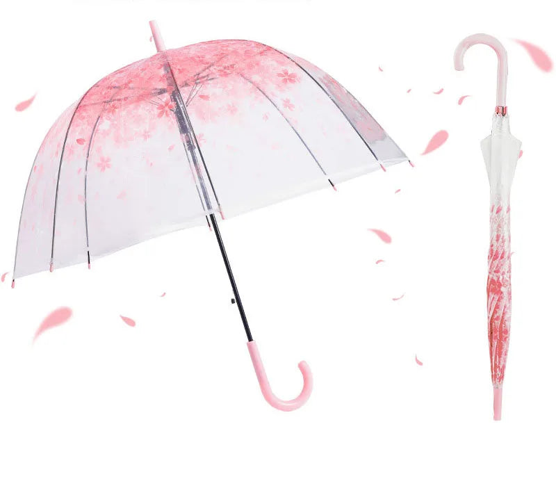 Transparent Dual-Purpose Large Automatic Long Handle Umbrella Windproof Rainproof Man Woman Style Fabric Material Popular Cheap Main image