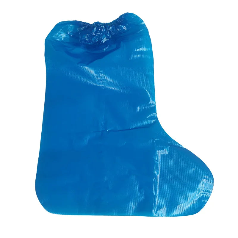 PE Disposable Durable Thickened Non Slip Long Boot Covers Waterproof Rain Boot Shoe Covers PVC Adult Plastic Unisex Midi 16g