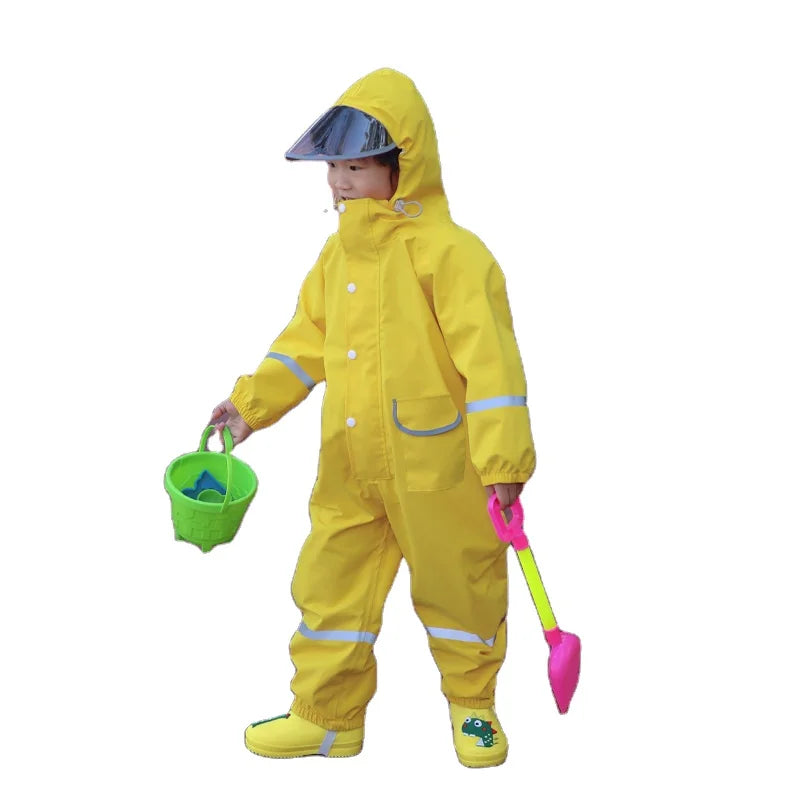 Kids Outdoor One-Piece Raincoat Breathable Polyester Clothing Waterproof Body Logo Decoration for Rain and Travel for Girls Main image