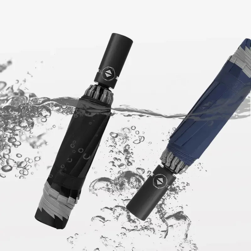 Waterproof Umbrella Custom Prints Business Gift Inverted Automatic 10 Ribs 3 Folding Umbrella Reflective Stripe