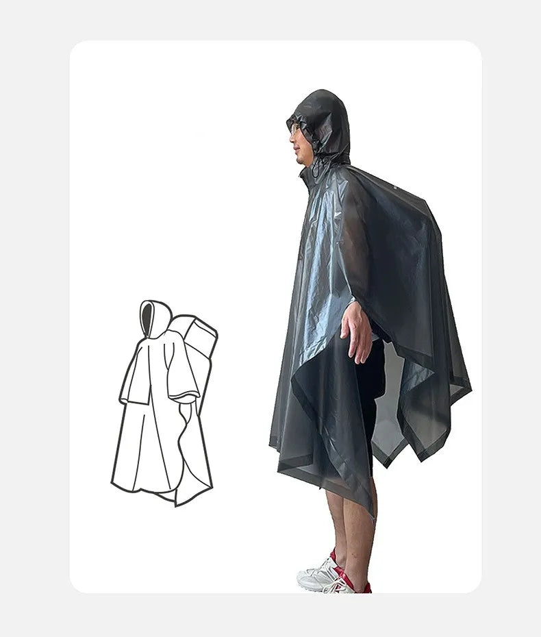 Eco-Friendly 3 in 1 EVA Rain Poncho Waterproof Rain Cape With Reflective Strip for Outdoor Hiking & Camping Durable Windproof