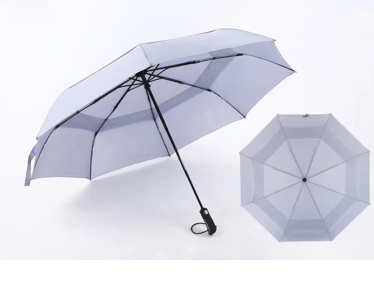 115cm 3 Folding Double Layer Golf Umbrella With air Vents Rainy and Sunny Automatic Umbrella