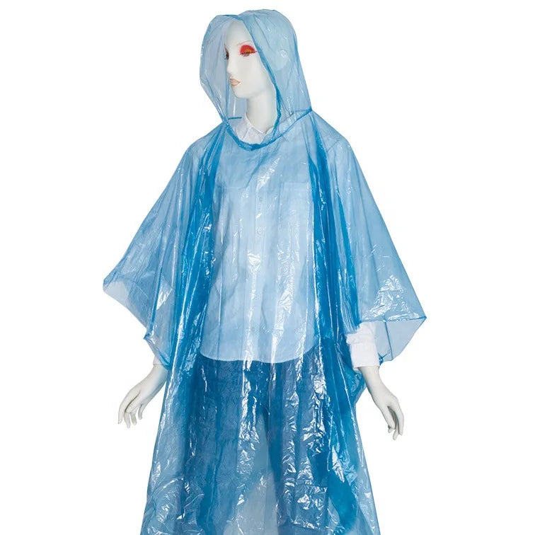 Promotional Disposable PE Emergency Rain Poncho 50 X 80 Square Waterproof Plastic Raincoat Hiking Boys Girls Main image
