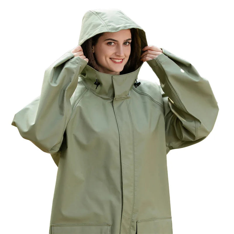 Women's Fashion Windbreaker Jacket Long-Style Thickened EVA Raincoat With Large Brim Waterproof Rainwear Explosion-Proof Main image