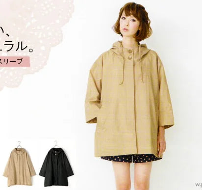 Japanese Women's Fashionable Waterproof and Breathable Lightweight Cape Windbreaker Style Adult Raincoat Cute Fashion Jacket