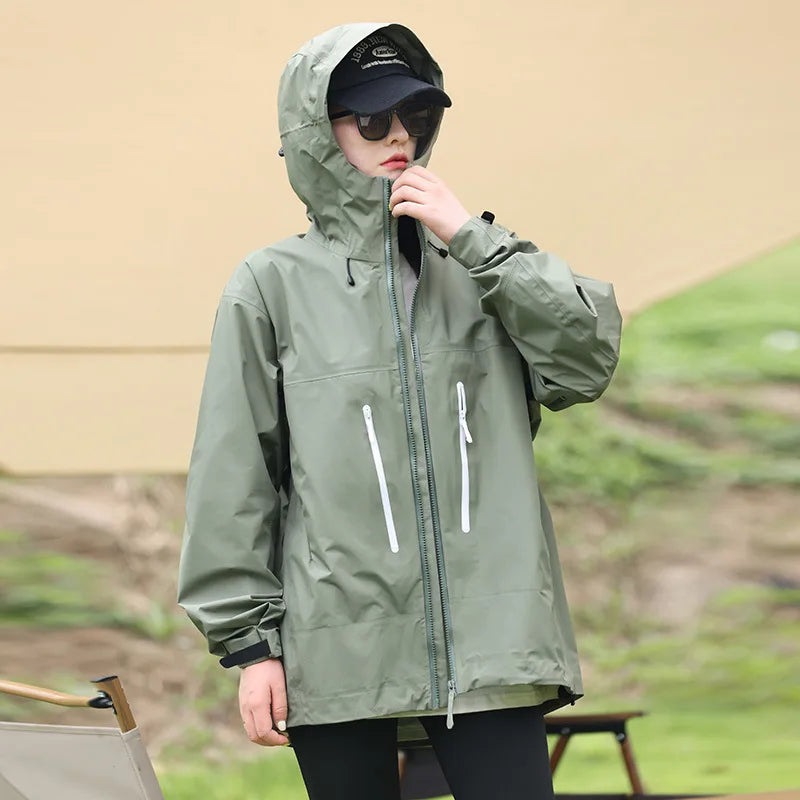 Single Layer Windproof Waterproof Outdoor Punching Jacket  Rain Jacket Spring Autumn Hiking Group Printed Embroidery Logo