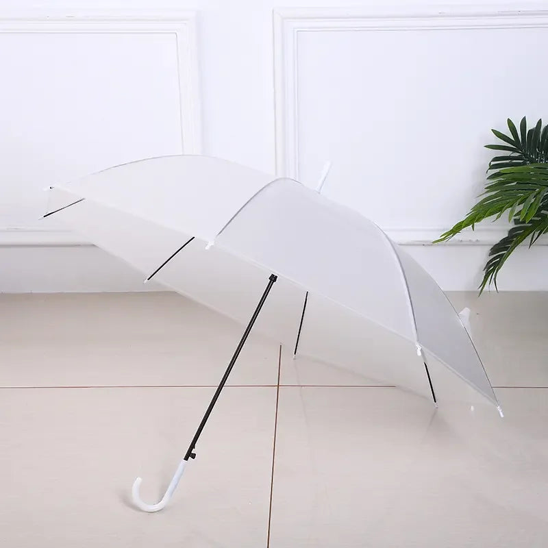 Custom Long Straight Transparent PVC Automatic Control Wedding and Advertising Umbrella Cheap Iron Frame Sun Decor for Travel