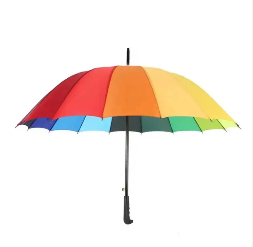 Super Strong 27''x16k Golf Umbrella Waterproof Windproof Business Style Rainbow Print Plastic Fabric for Rain Gifts Main image