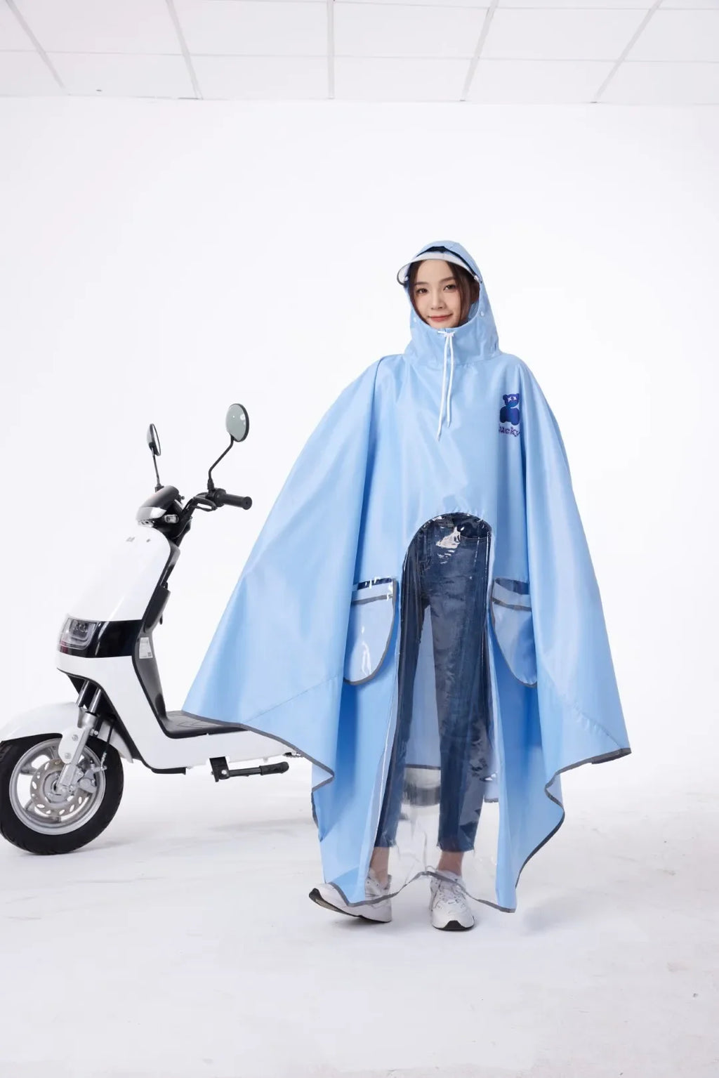 Modern Design Adult Ladies and Girls EVA Long Raincoat Backpack Waterproof Windproof for Outdoor Electric Bicycle