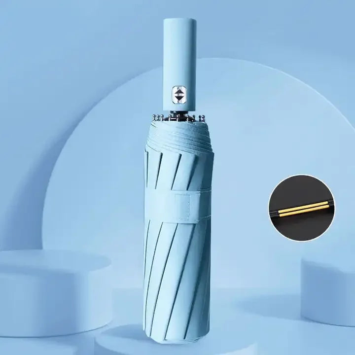 Compact Travel Folding Umbrella Windproof Rainproof Auto Open/Close Anti-UV Plastic Handle Manual Control Pongee Big Travel