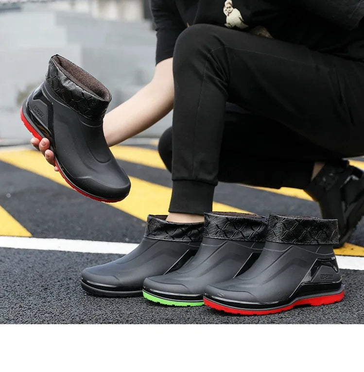 Factory Waterproof Ankle Neoprene Boots Non-slip Work Shoes Rubber Water Fashion Boots Outdoor Rainboots for Men Women Secondary image