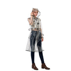 EVA Transparent Waterproof Raincoat With Belt Fashionable Outdoor Personality Windbreaker Long Travel Portable Rain Poncho Girls