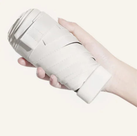 Women's Portable Mini Folding Umbrella 50% UV Protection 60% Sun and Rain Dual Use 50% off Capsule Design for Travel