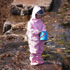 Kids Outdoor One-Piece Raincoat Breathable Polyester Clothing Waterproof Body Logo Decoration for Rain and Travel for Girls