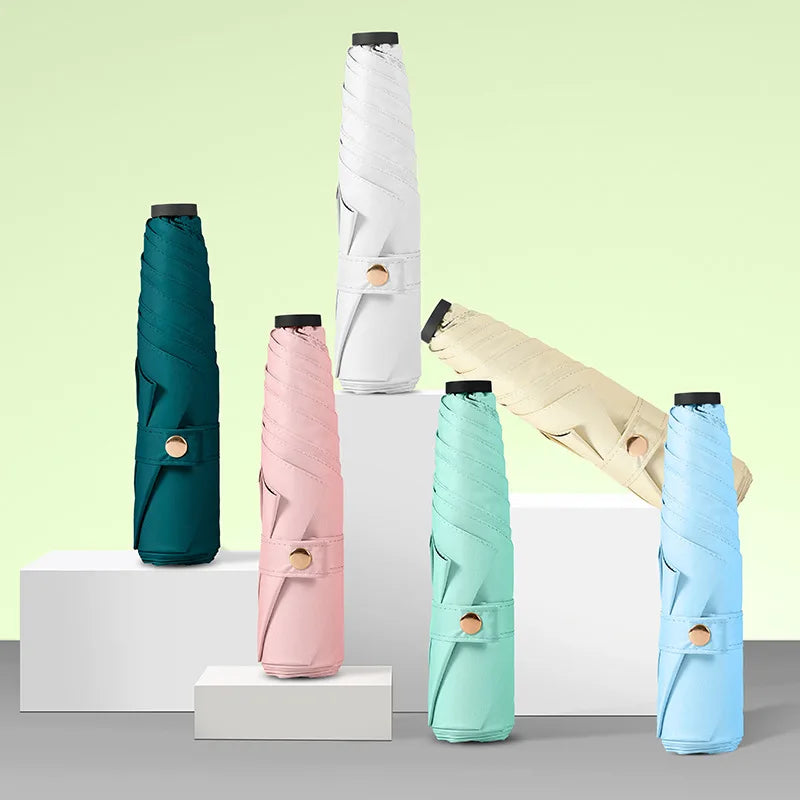 Ultra Light Carbon Fiber 3 Folding Pencil Umbrella UV Coating UPF50+ Black Pongee 190T Rubber Handle Mini Adults Beach Use