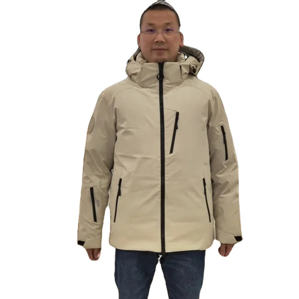 Custom Peak Extreme Cold Goose Down Raincoat for Mountaineering Waterproof Anti-Static Rain-Proof Logo Hood Style Travel Hiking