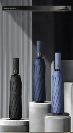 Compact Travel Folding Umbrella Windproof Rainproof Auto Open/Close Anti-UV Plastic Handle Manual Control Pongee Big Travel